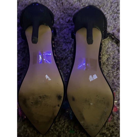 Betsey Johnson Womens Floral Embellished Clear Leopard Print Pointed Toe Pumps - Picture 8 of 8